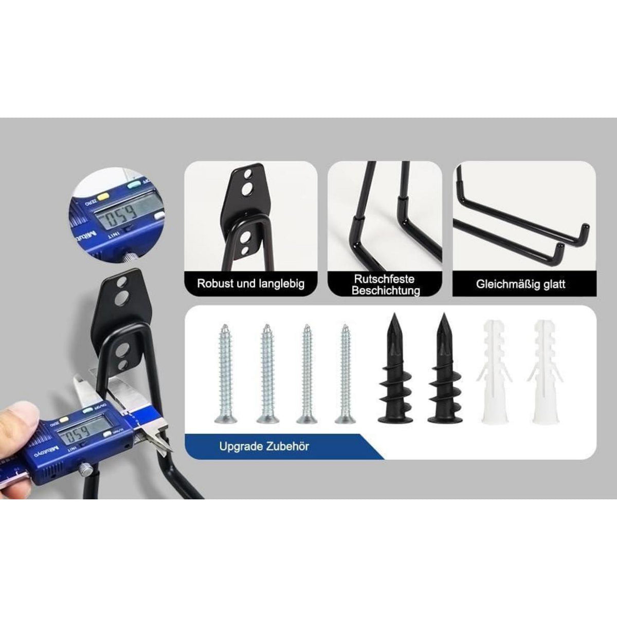 12er Pack Garagenhaken für Werkzeug, Fahrrad & Leiter (Schwarz)