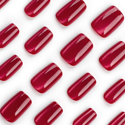 24 Rot Katzenaugen Press On Nails - Full Cover Künstliche Nägel