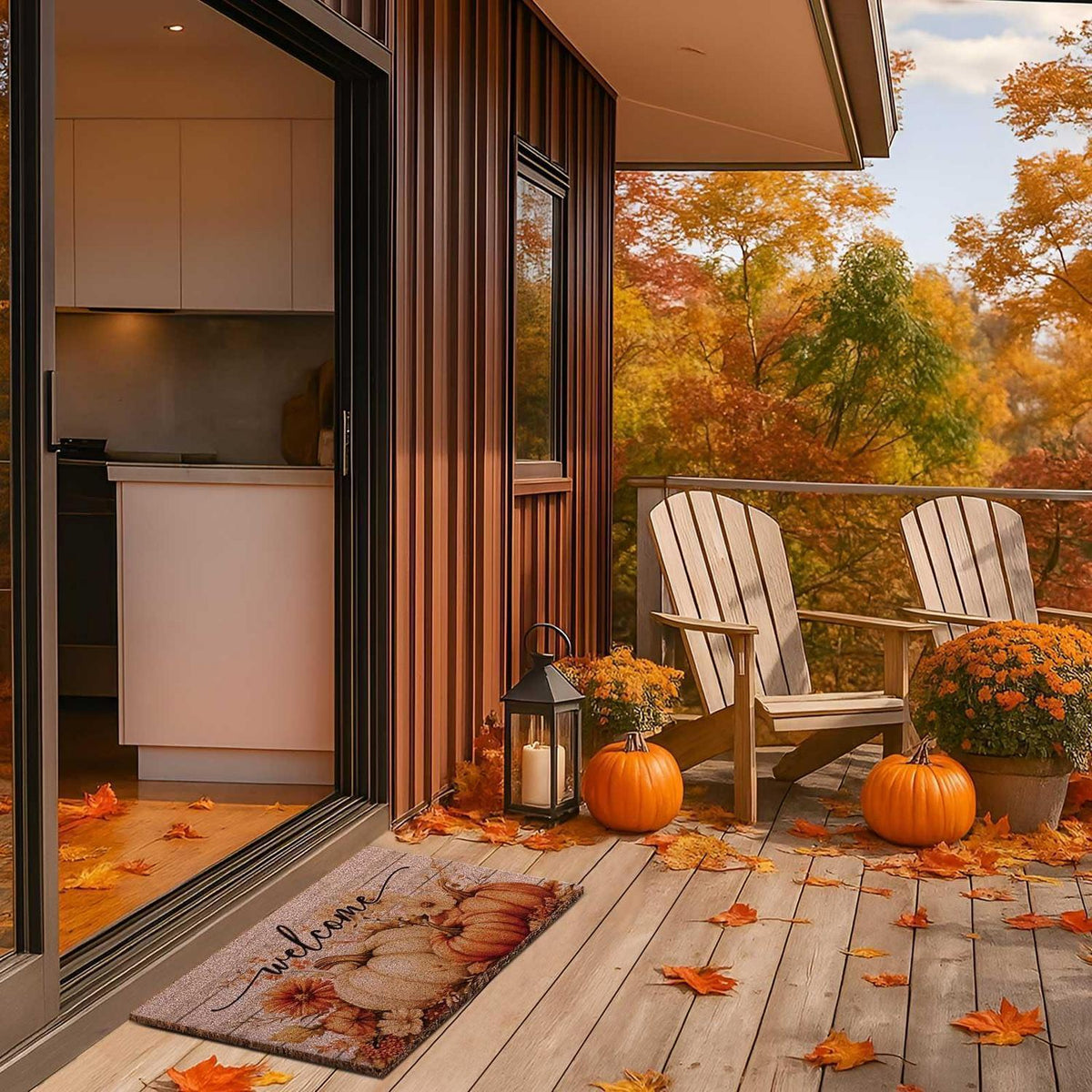Herbst Fußmatte mit Kürbis Motiv – Rutschfest & Dekorativ