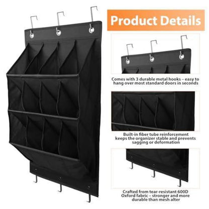 Hängender Schuh Organizer mit 12 Taschen – Über Tür Schuhregal Schwarz