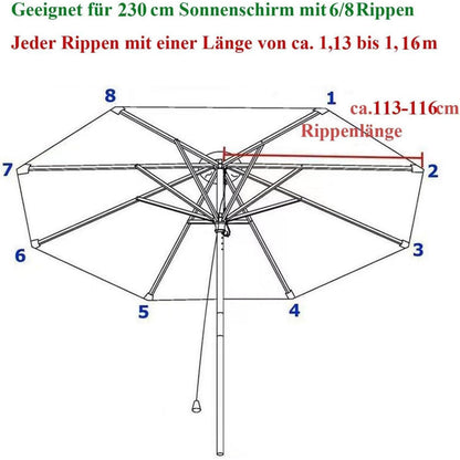 Sonnenschirm Ersatzbezug 230cm Beige/Khaki UV Schutz