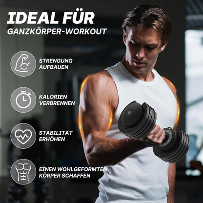 Verstellbare Hantel 2-12kg mit rutschfestem Griff für Ganzkörpertraining