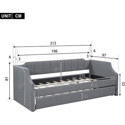 Graues Tagesbett 90x200 mit Rollbett