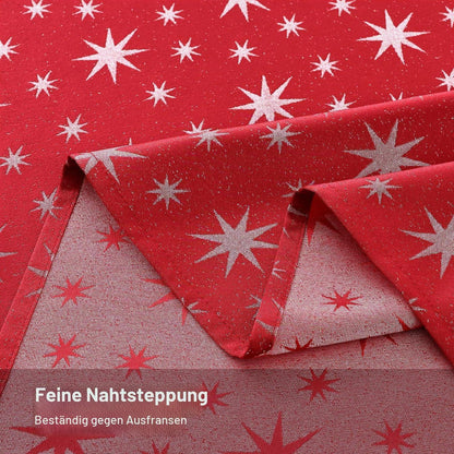 Tischdecke Weihnachten Rot 140x220cm Abwaschbar mit Sternenmuster