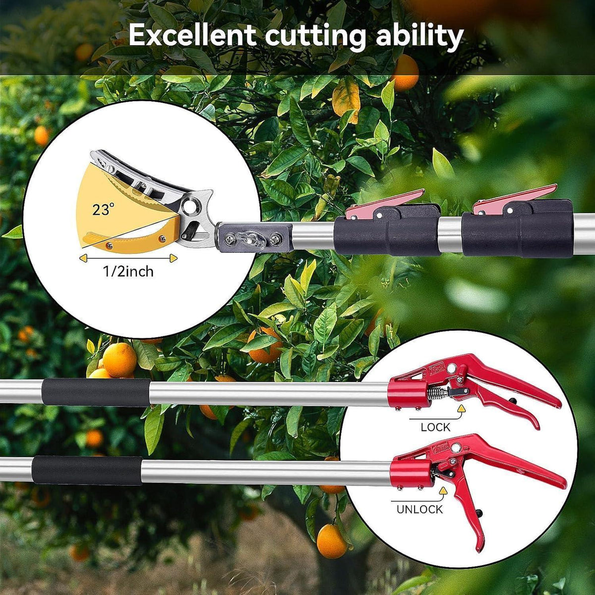Teleskop-Astschere mit Säge, 1,4–3,05 m, für Obst und Äste