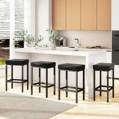 Moderner Barhocker 4er Set – Schwarz, 66 cm Höhe
