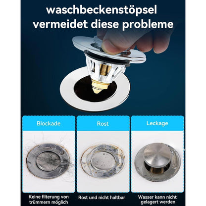 Pop-up Abflussstopfen Edelstahl – Waschbeckenstöpsel 34-45mm