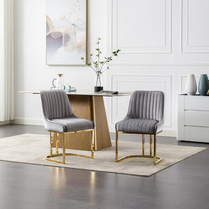 Ya-Home Esszimmerstühle Set Grau – Samt Polsterstühle mit Metallbeinen