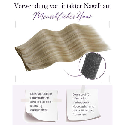 Echthaar Tressen Blond Highlights #16/22 – 45cm zum Einnähen