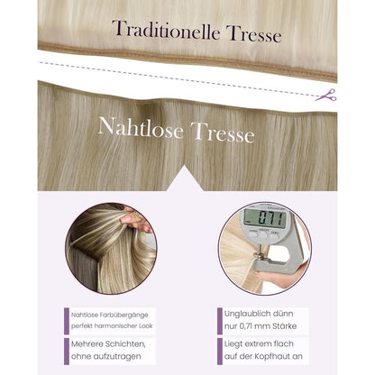 Echthaar Tressen Weißblond 60cm – Remy Weft Extensions #16/22