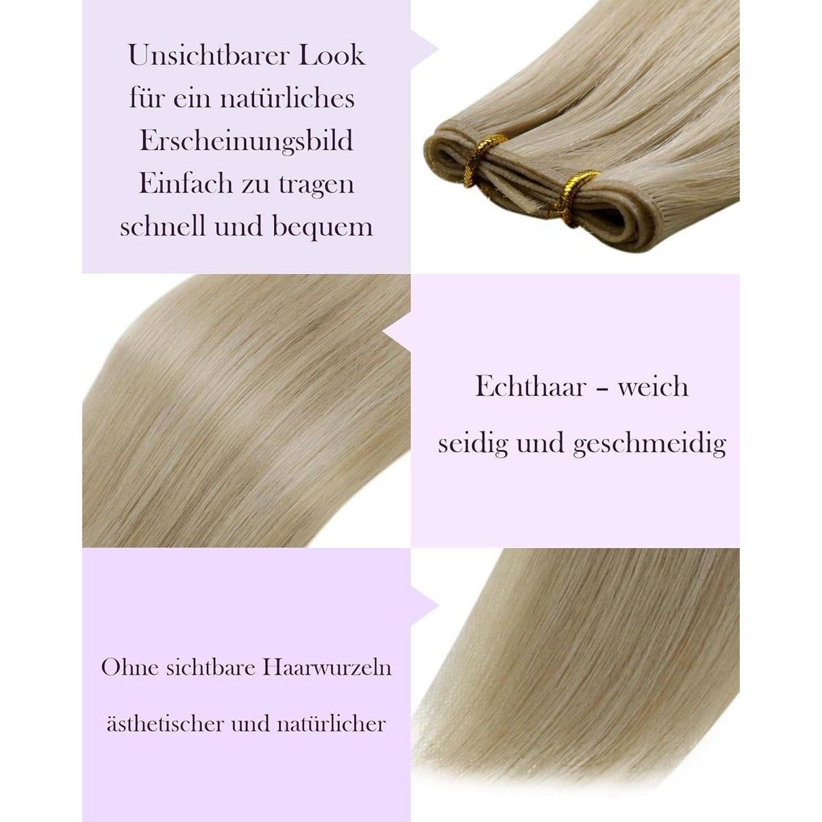 Echthaar Tressen Blonde Highlights #16/22 40cm