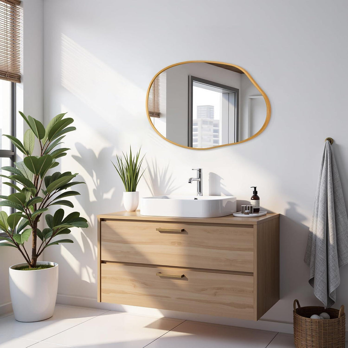 Moderner Goldener Badezimmerspiegel mit Rahmen – 45x65 cm