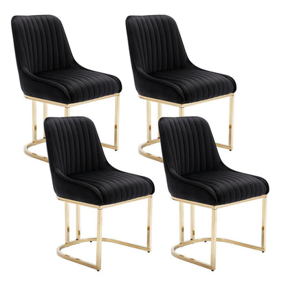 Ya-Home Esszimmerstühle 4er Set, Samt & Metall, Schwarz