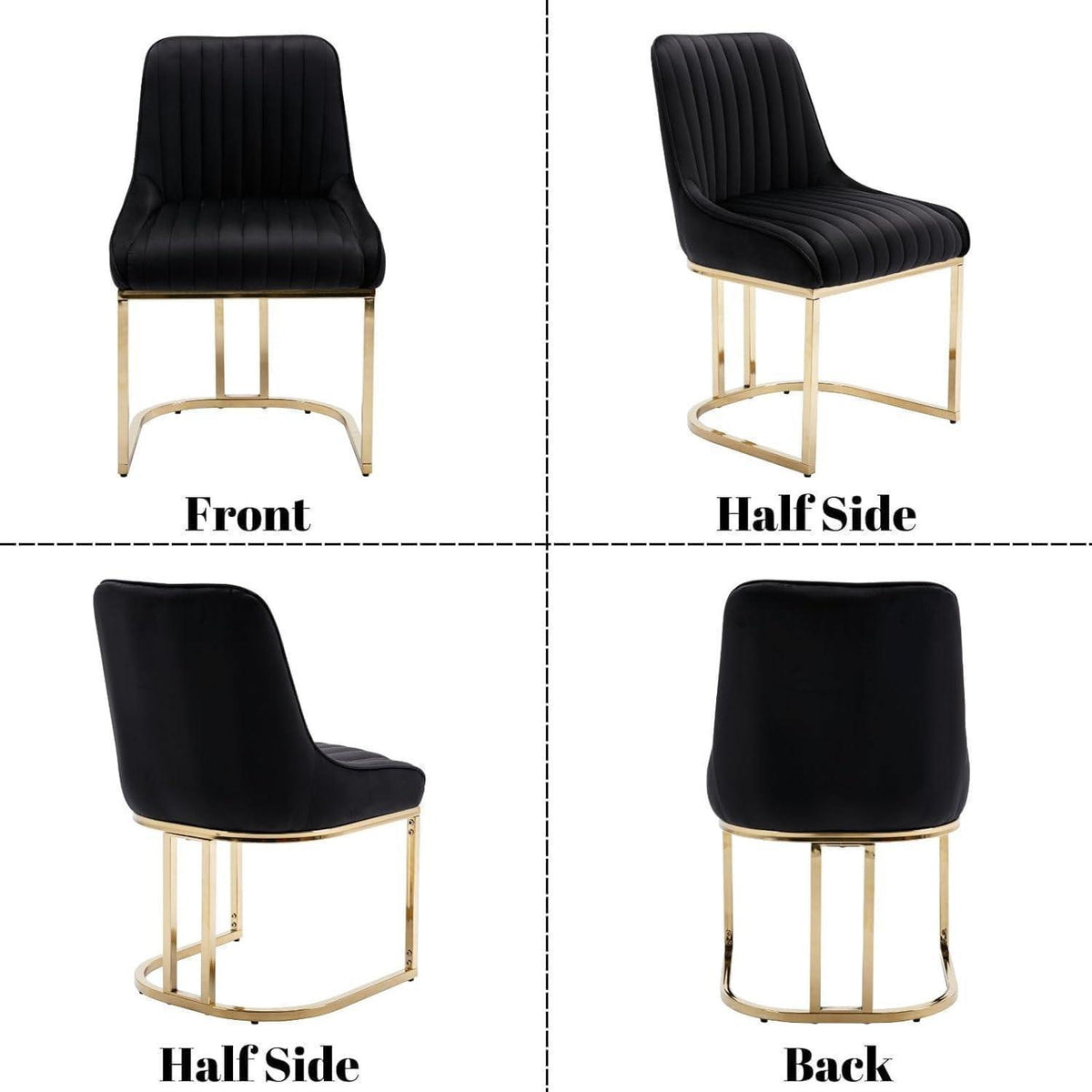 Ya-Home Esszimmerstühle 4er Set, Samt & Metall, Schwarz
