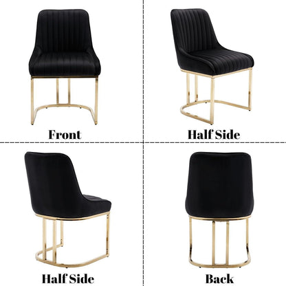 Ya-Home Esszimmerstühle 4er Set, Samt & Metall, Schwarz