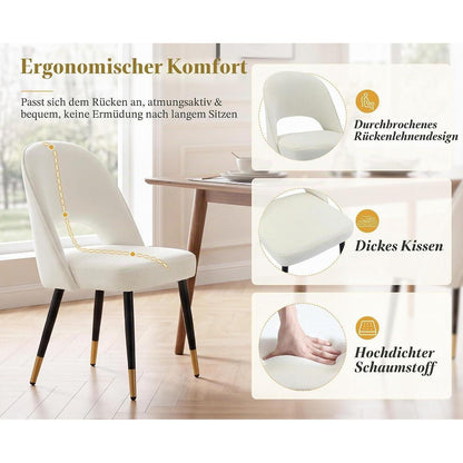 Esszimmerstühle 2er Set, Samt Polsterstuhl mit Metallbeinen