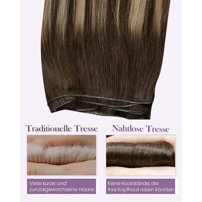 Echthaar Tressen Ombre Dunkelbraun mit Blond 40cm #4/27/4