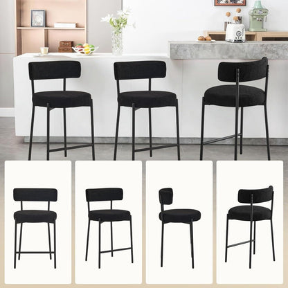 Barhocker Set 4er – Gepolstert, Schwarz, 63,5cm Sitzhöhe