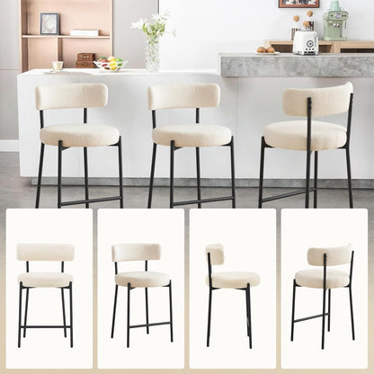 Barhocker Set 2er – Gepolstert, Weiß – 63,5cm Sitzhöhe