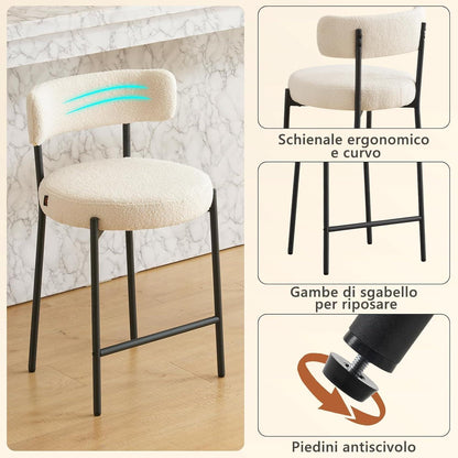 Barhocker Set 4er – Gepolstert, Weiß – 63,5cm Sitzhöhe
