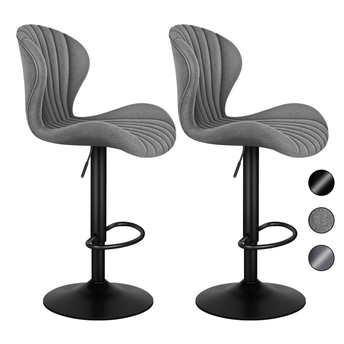 Barhocker Set 2 - Höhenverstellbar & Schwenkbar, Grau