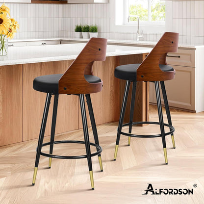 Moderner Barhocker-Set (2x) – 65cm Küchenhöhe, Schwarz
