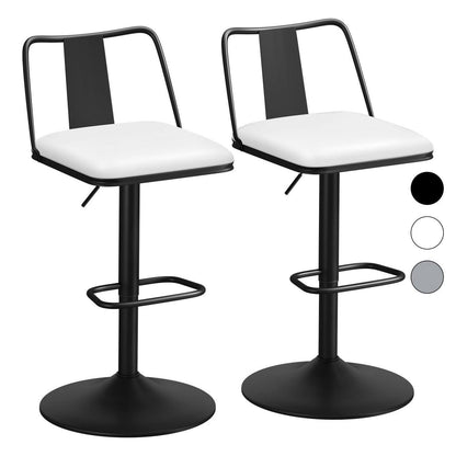 Verstellbarer Barhocker-Set (2x) Weiß mit Fußstütze