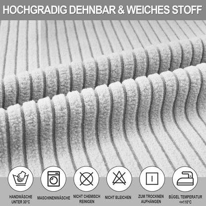 Stuhlhussen 6er Set Stretch Kurzflor Hellgrau