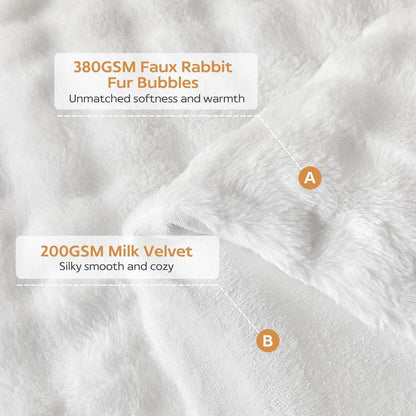 Flauschiges Bettwäsche-Set King Size – Weißes Kunstfell