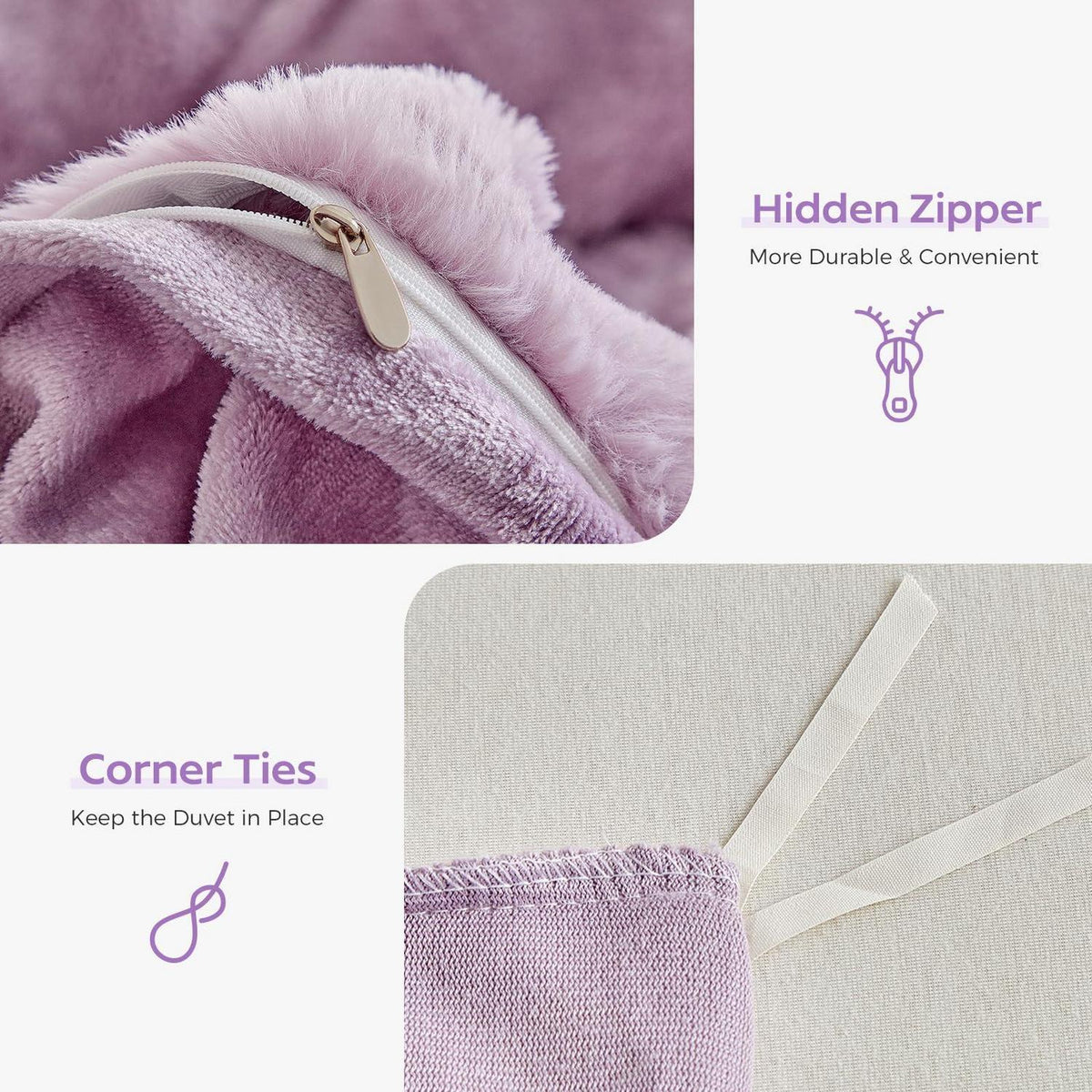 Flauschiges Lavendel Bettwäsche-Set für Doppelbett