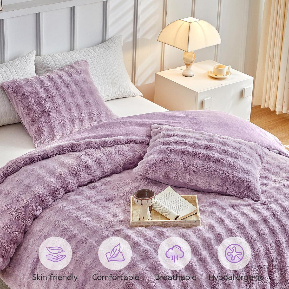 Flauschiges Lavendel Bettwäsche-Set für Doppelbett