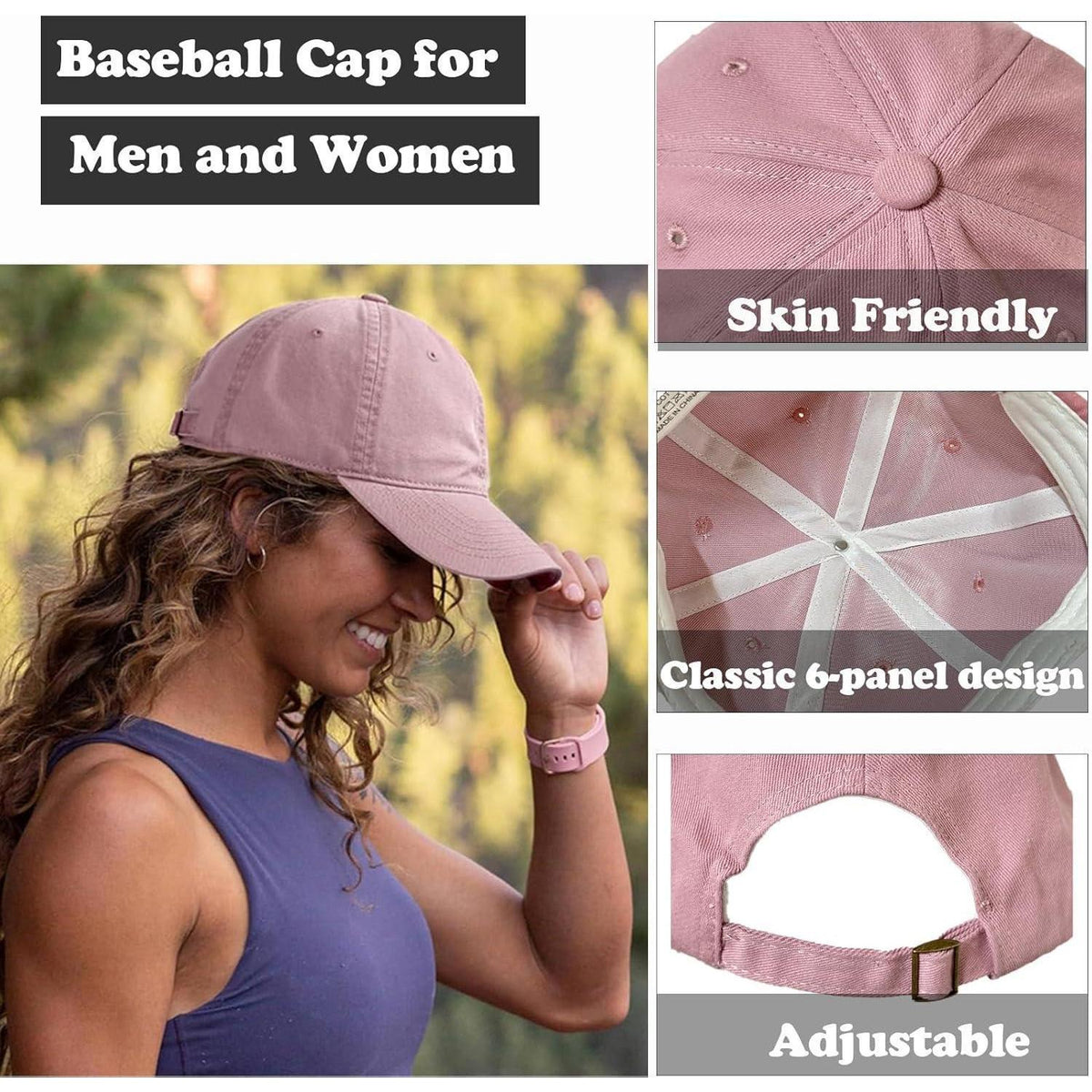 Vintage Baseball Cap Baumwolle Rosa – Unisex Retro Basecap