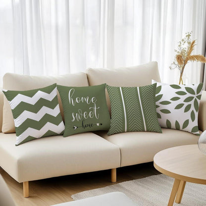 Grüne Kissenbezüge 40x40 cm – Set aus 4 | Geometrisches Design