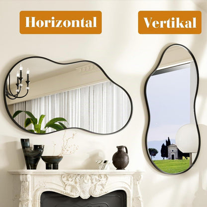 Asymmetrischer Wandspiegel Schwarz 60x90cm – Gehärtetes Glas