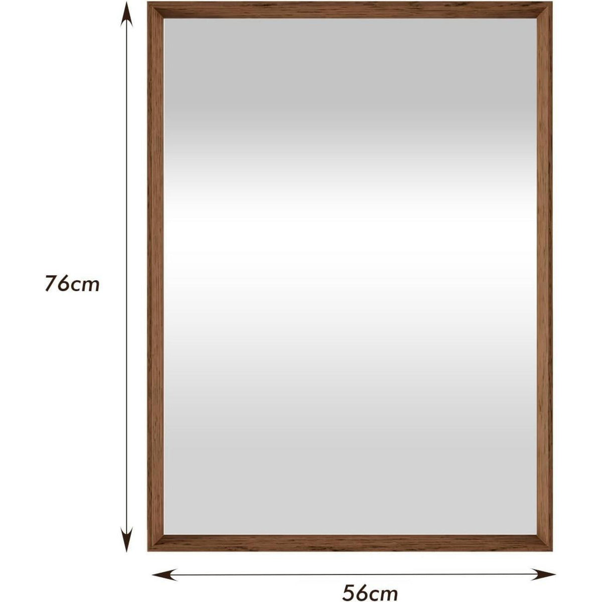 Badezimmerspiegel 56x76cm Braun Holzoptik | Sicherheitsglas & Montagezubehör