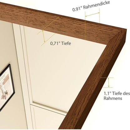 Badezimmerspiegel 56x76cm Braun Holzoptik | Sicherheitsglas & Montagezubehör