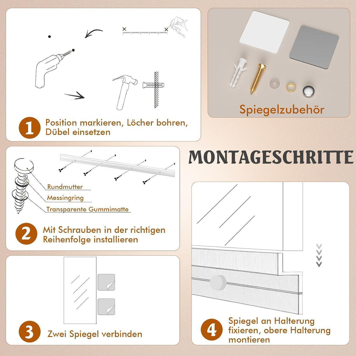 WEER Heim Gym Spiegel 140x42cm - 2er Set, Gehärtetes Glas