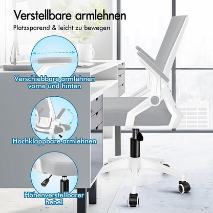 Ergonomischer Bürostuhl Netzstoff Hochlehner Weiß & Grau