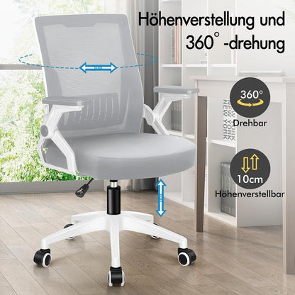 Ergonomischer Bürostuhl Netzstoff Hochlehner Weiß & Grau