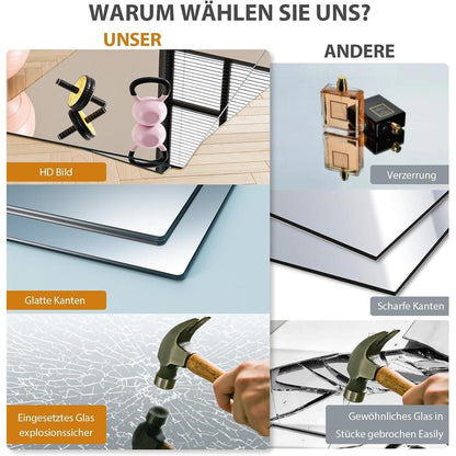 Rahmenloser Wandspiegel 120x60cm - 2er Set für Fitness & Co.