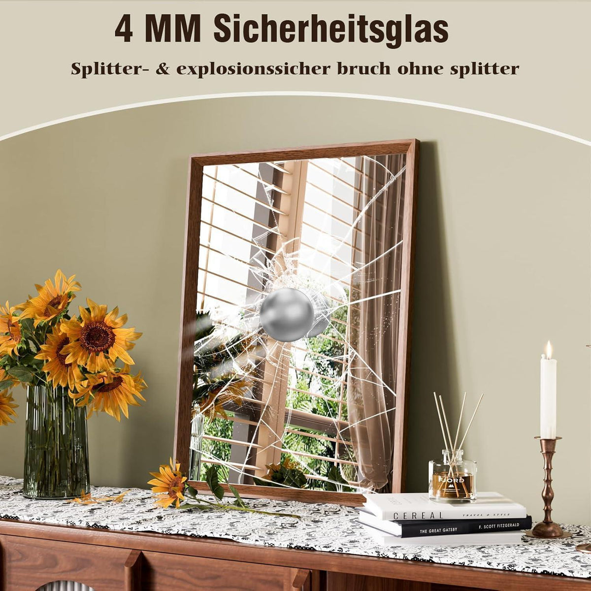 Vintage Wandspiegel Braun 60x90 cm - Rechteckiger Kosmetikspiegel