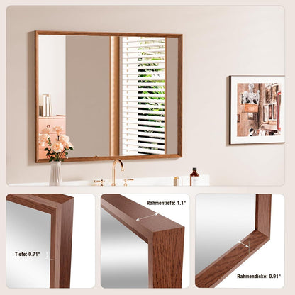 Vintage Wandspiegel Braun 60x90 cm - Rechteckiger Kosmetikspiegel