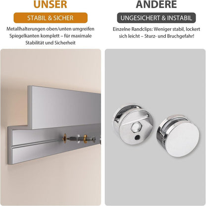 Rahmenloser Wandspiegel 140x42cm - 2er Set für Fitness & Co.