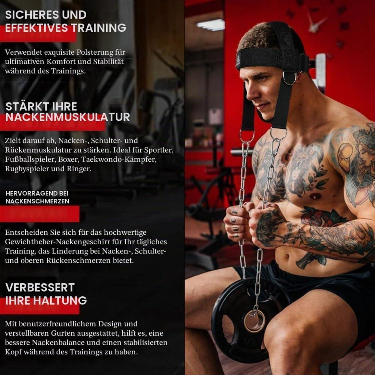 Nackentrainer für Kraftsport – Gewichtheben Kette Geschirr