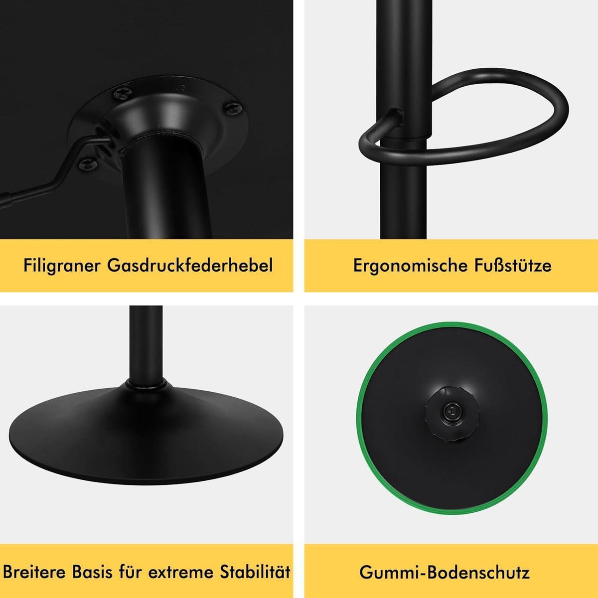 Barhocker Set 2er – Höhenverstellbar, Grau Leinen