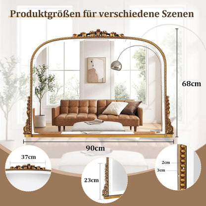 Vintage Wandspiegel 90x67cm, Barock Gold/Kupfer