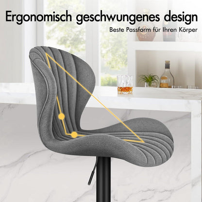 Barhocker Set 2-teilig, Grau, Höhenverstellbar & Schwenkbar