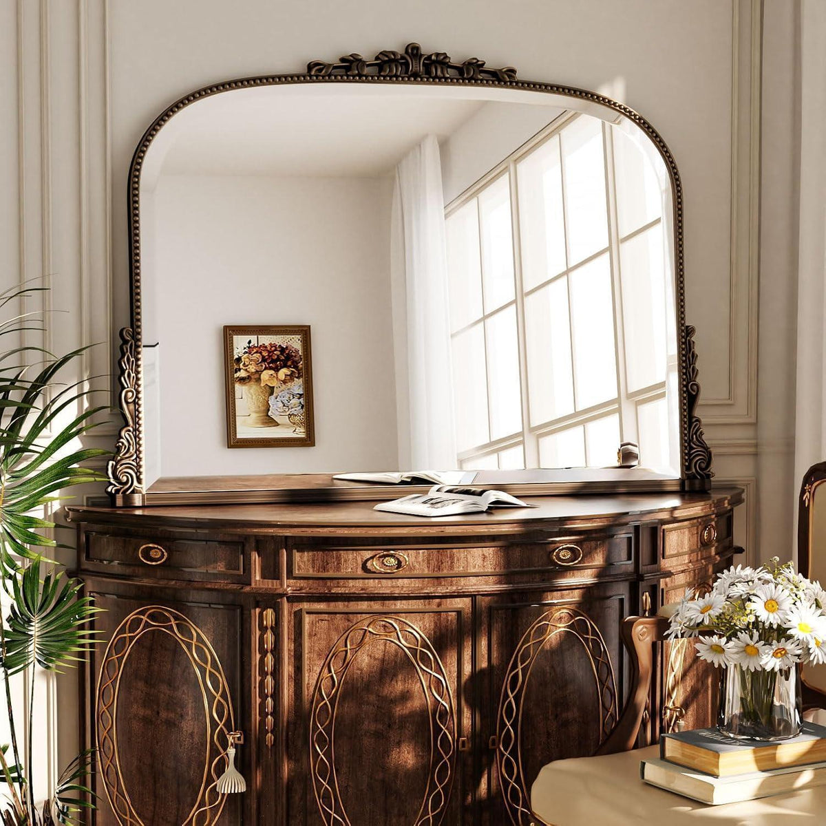 Vintage Wandspiegel 90x67cm, Barock Gold/Kupfer Rahmen