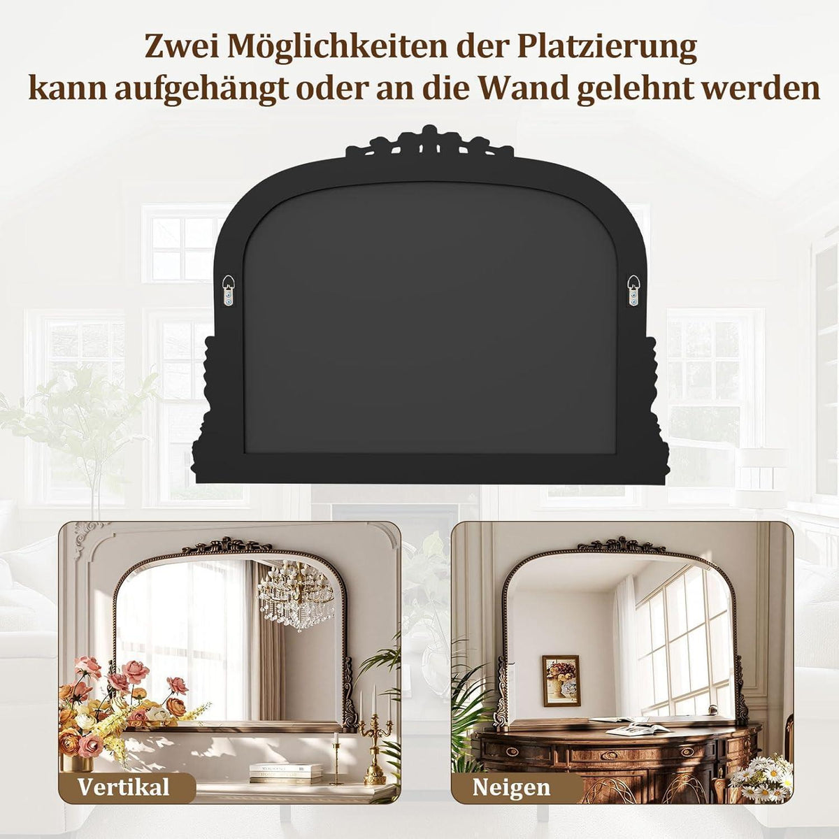 Vintage Wandspiegel 90x67cm, Barock Gold/Kupfer Rahmen
