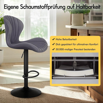 Barhocker Set 2x, Grau – Höhenverstellbar & Schwenkbar